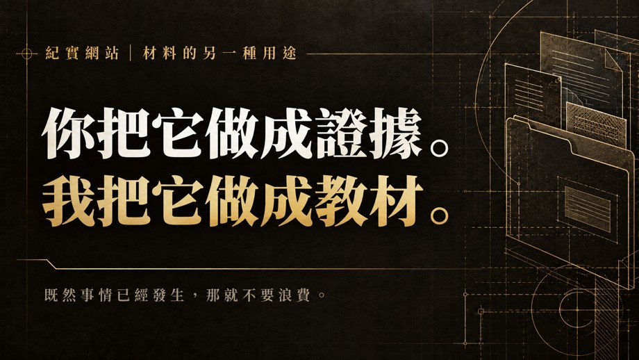 你把它做成證據，我把它做成教材