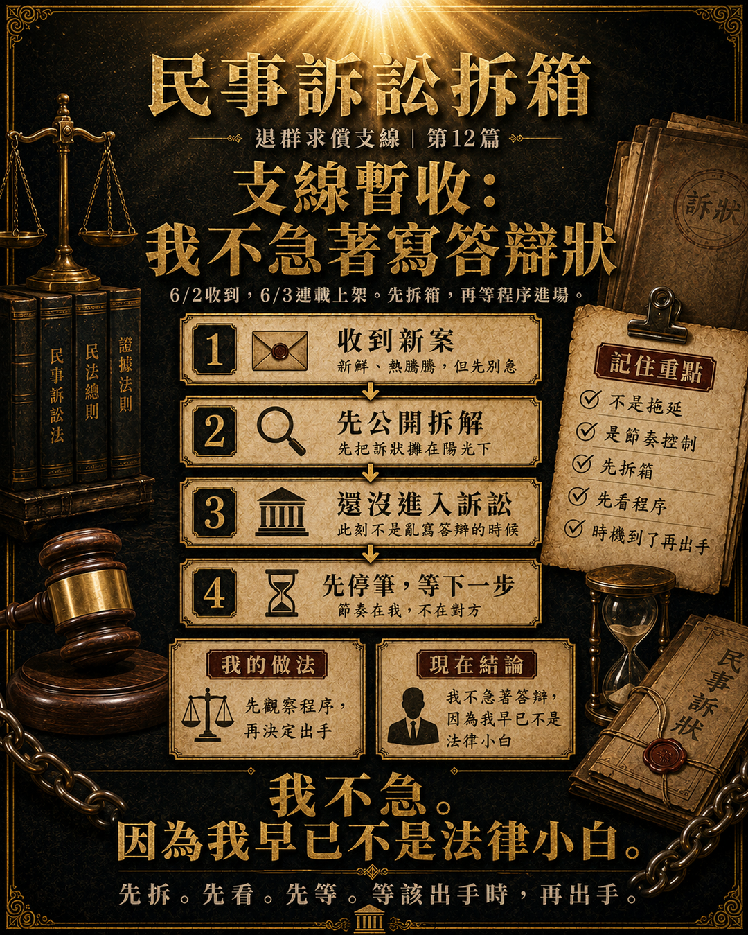 支線暫收:我不急著寫答辯狀
