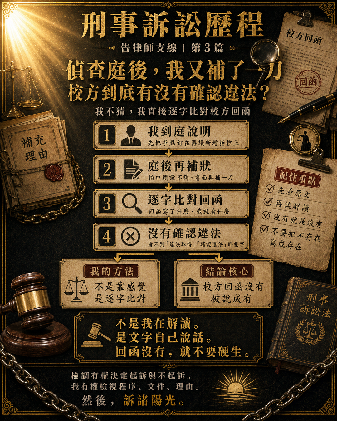 偵查庭後，我又補了一刀：校方到底有沒有確認違法？