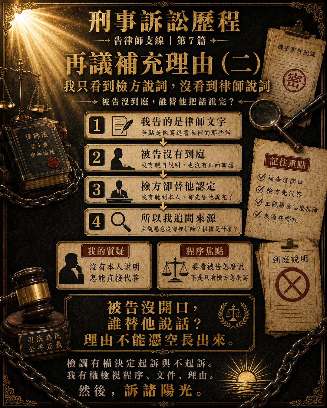再議補充理由（二）：我只看到檢方說詞，沒看到律師說詞