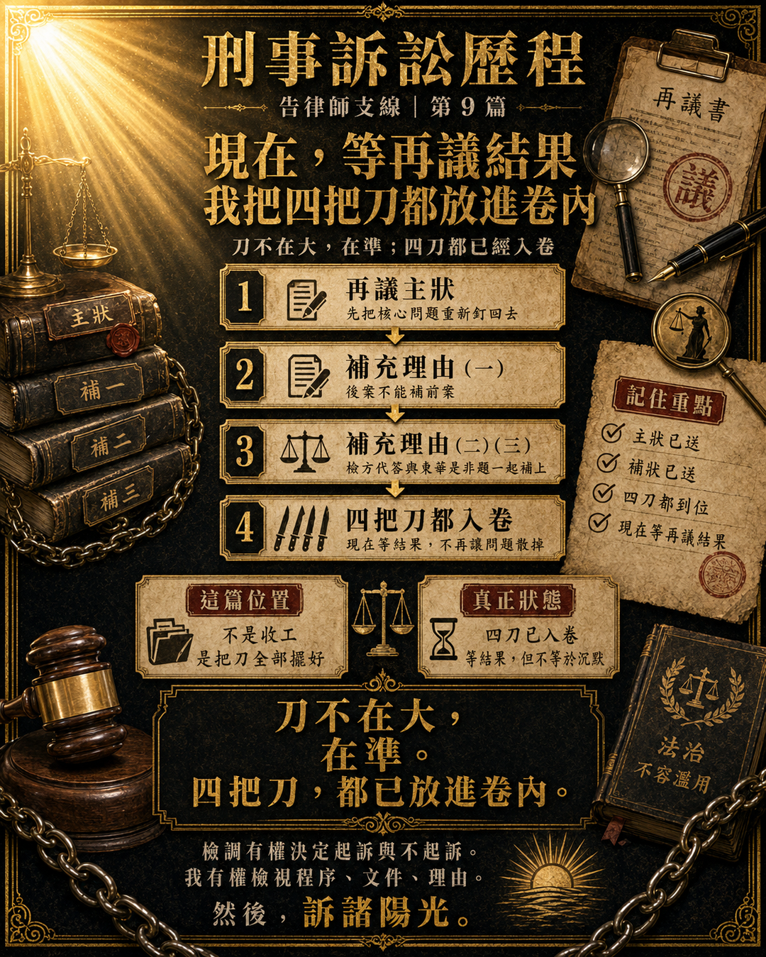 現在，等再議結果：我把四把刀都放進卷內