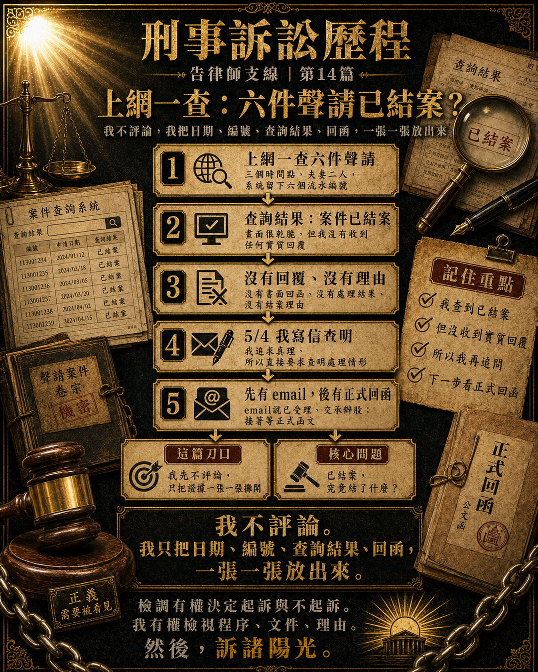 上網一查：六件聲請已結案？
