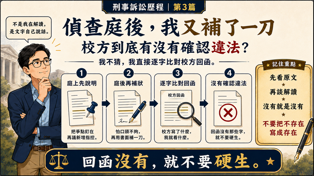偵查庭後,我又補了一刀:校方到底有沒有確認違法?|結尾梗圖