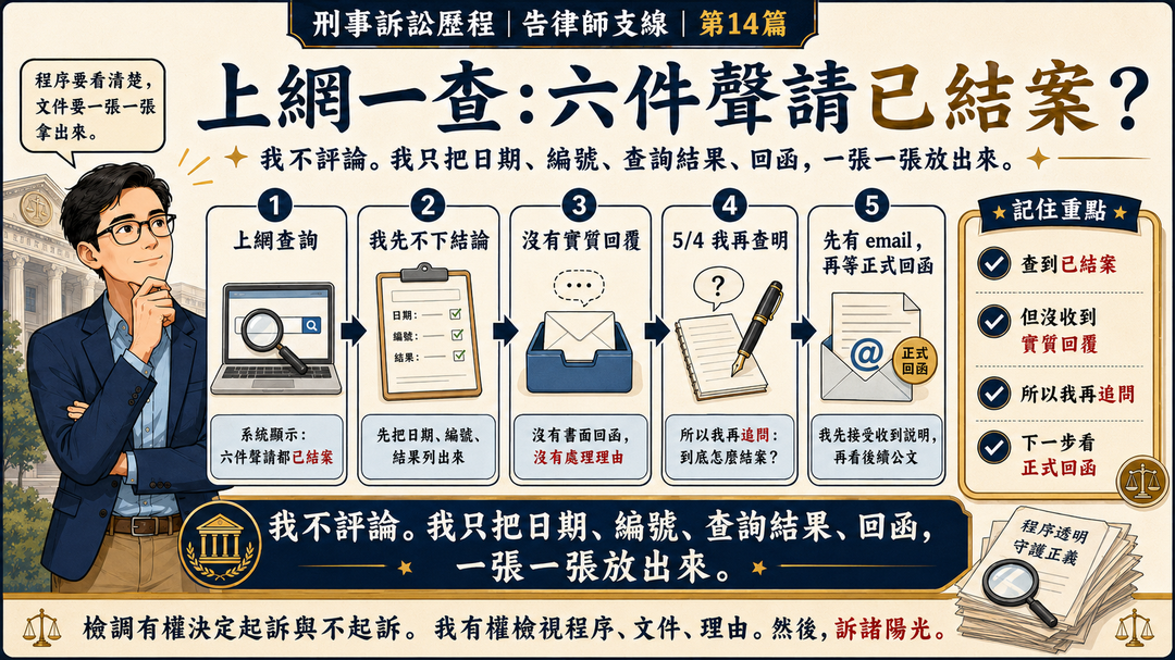 上網一查:六件聲請已結案?|結尾梗圖