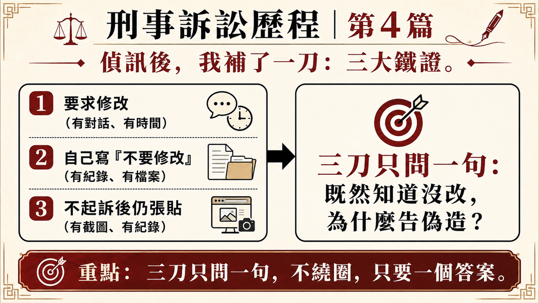 偵訊後，我補了一刀：三大鐵證｜結尾梗圖