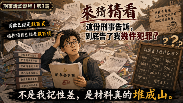 來猜猜看:這份刑事告訴,到底告了我幾件犯罪?