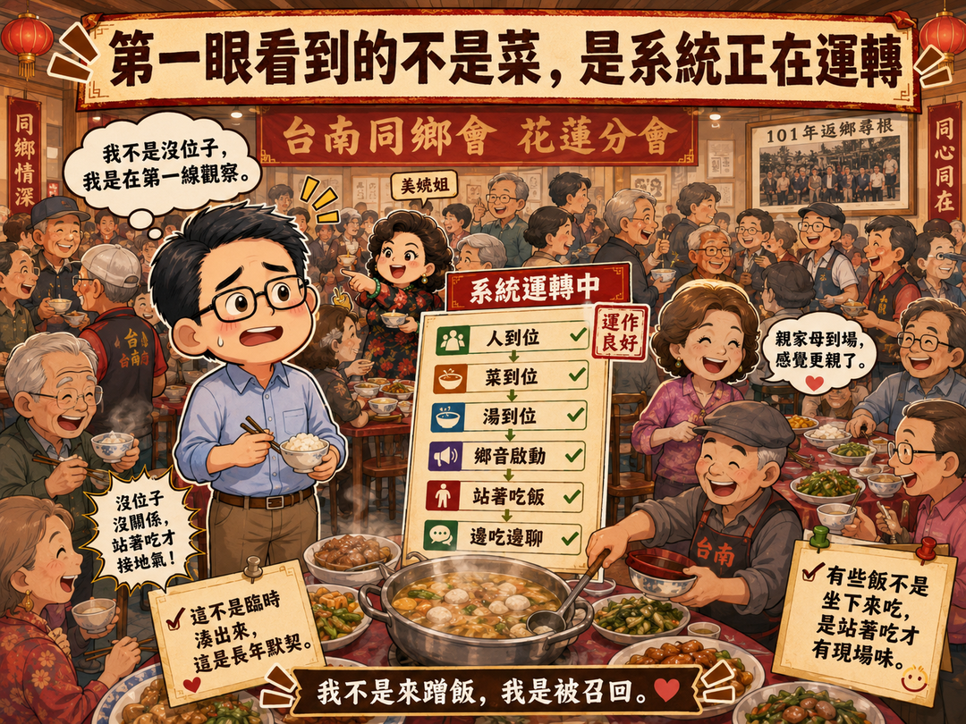 同鄉會第二部曲|有些飯不是坐下來吃,是站著吃、邊吃邊聊,才知道自己被召回