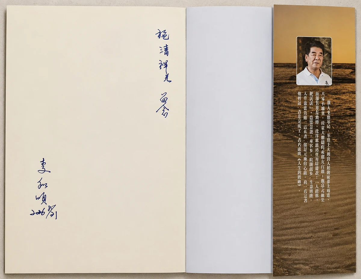 李和順總裁在《人生的跤跡》扉頁上的親筆題字