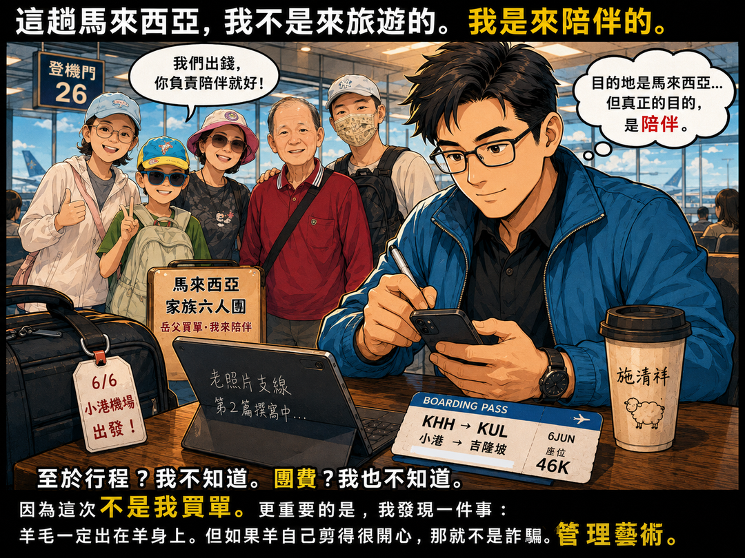 老照片支線第2篇上梗圖：我不是來旅遊的，我是來陪伴的