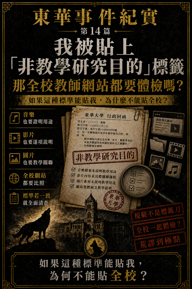 我被貼上「非教學研究目的」標籤:那全校教師網站都要體檢嗎?