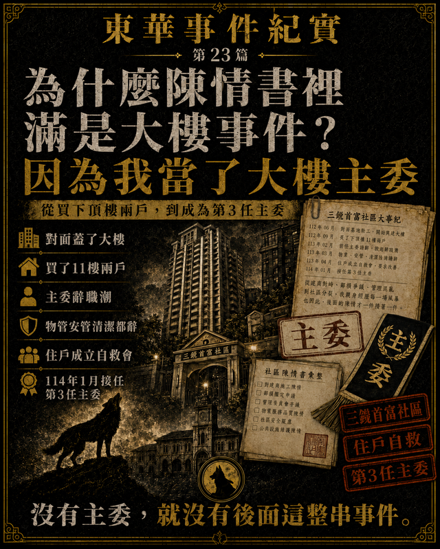 為什麼陳情書裡滿是大樓事件?因為我當了大樓主委