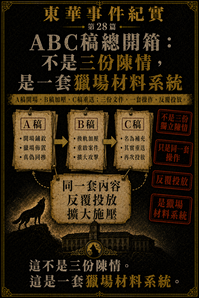 ABC稿總開箱:不是三份陳情,是一套獵場材料系統