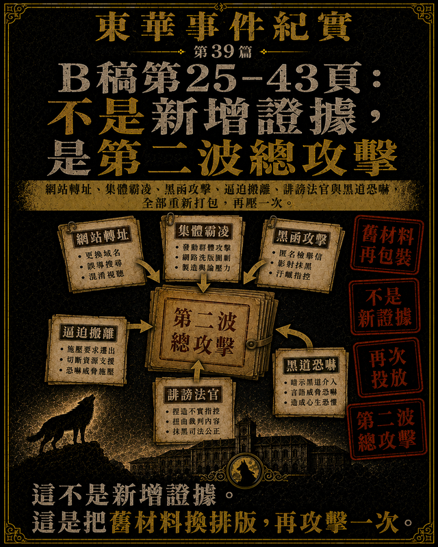 B稿第25–43頁:不是新增證據,是第二波總攻擊