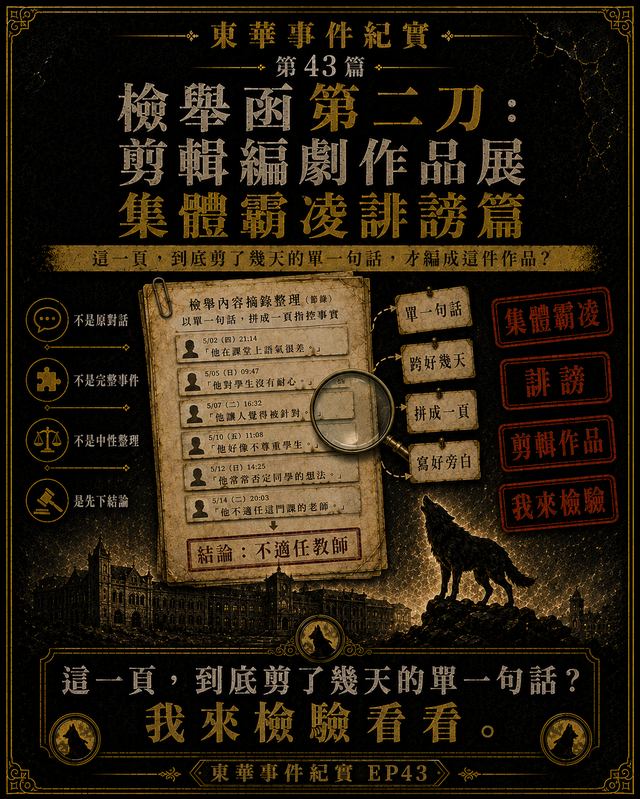檢舉函第二刀:剪輯編劇作品展——集體霸凌誹謗篇