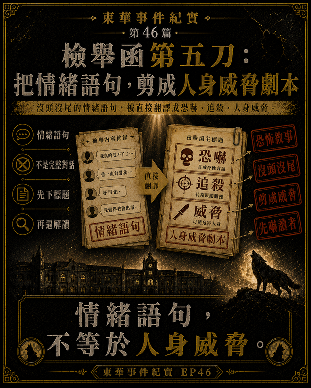 檢舉函第五刀:把情緒語句,剪成人身威脅劇本