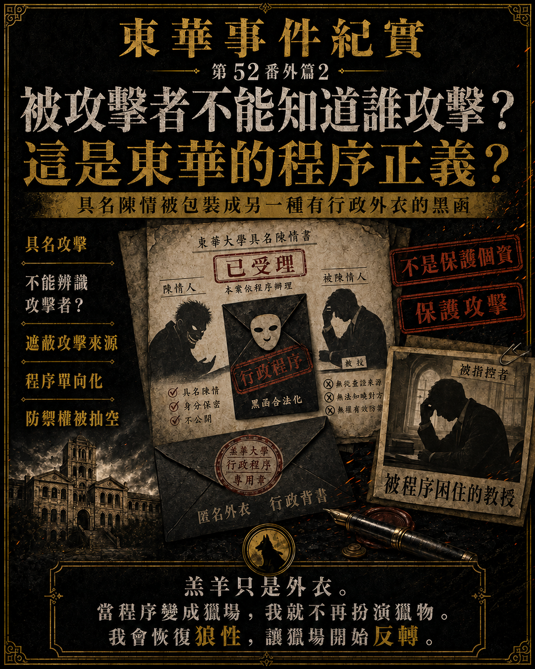 被攻擊者不能知道誰攻擊?這是東華校方的程序正義?